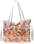 Top Secret velká dámská taška prostorná květinová taška přes rameno A4 s květinovým vzorem - bílá - 2