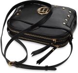 Monnari elegantní dámská malá kabelka přes rameno s cvočky dvoukomorová lakovaná - černá - 3