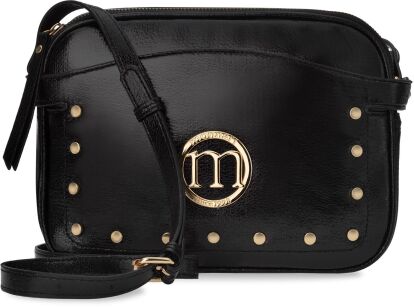 Monnari elegantní dámská malá kabelka přes rameno s cvočky dvoukomorová lakovaná - černá