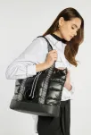 Monnari taška s prošíváním velká dámská shopper kabelka měkká sportovní - černá - 5