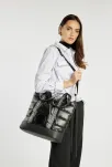 Monnari taška s prošíváním velká dámská shopper kabelka měkká sportovní - černá - 4