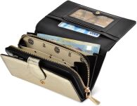 Monnari kovová dámská kožená elegantní lesklá peněženka - zlatá - 4