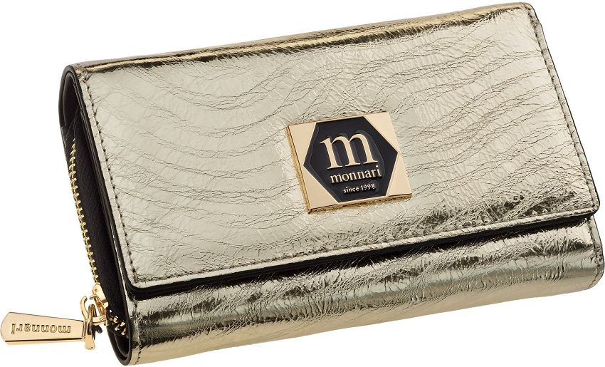 Monnari kovová dámská kožená elegantní lesklá peněženka - zlatá