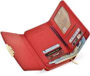 Peterson elegantní klasická dámská peněženka rfid secure prostorná s klopou ve stylové dárkové krabičce - červená - 5