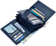 Dámská peněženka jennifer jones prostorná peněženka se zipem mramorová kůže - námořnická modrá - 3