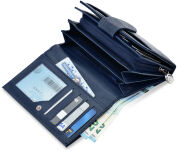 Dámská peněženka jennifer jones prostorná peněženka se zipem mramorová kůže - námořnická modrá - 4