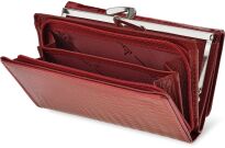 Elegantní kožená dámská peněženka jennifer jones šikovná lakovaná peněženka s retro zapínáním - červená - 3