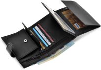 Pánská ekologická kožená peněženka 4U CAVALDI na karty a mince - černá - 4