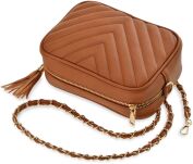 Prošívaná listová kabelka  se střapcem klíčenka kabelka dámská na řetízku - 7