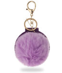 Dvojité zrcátko s kožešinovou bambulí zrcátko na přívěšku – kobaltová barva - 3