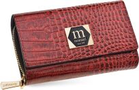 Monnari lesklá dámská kožená elegantní peněženka na zip se vzorem - červená - 2