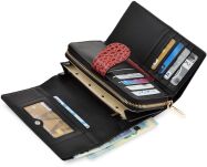 Monnari lesklá dámská kožená elegantní peněženka na zip se vzorem - červená - 5