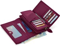 MONEY MAKER dámská prostorná kožená peněženka na zip velká měkká kožená peněženka s ochranou RFID - růžová - 5