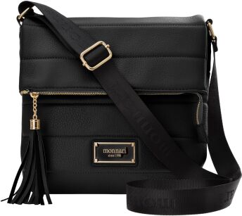 Monnari prošívaná kabelka s klopou crossbody městská taška s přívěskem - černá