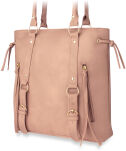 Stylová dámská kabelka městská shopperka se zipy a pruhy - pudrová růžová - 2