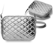 Prošívaná malá dámská kabelka stříbrná - 3