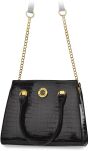 Monnari elegantní dámská kabelka lakovaný kufřík crossbody s reliéfním vzorem krokodýlí kůže - černá - 2