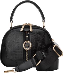 Monnari kabelka kufřík s krokodýlím vytlačováním a zlatými doplňky - černá