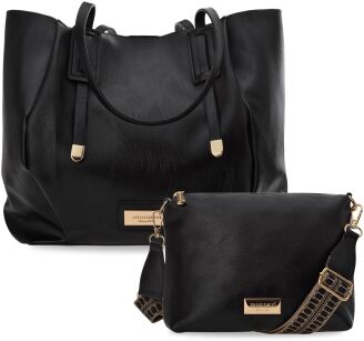 Monnari dámská taška pytel shopper volná kabelka 2v1 + crossbody - černá