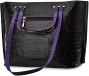 Monnari klasická elegantní dámská lakovaná taška shopper aktovka přes rameno kůže croco - černá - 3