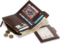 Pánská kožená peněženka přírodní kůže hnědá - zlatá - 4