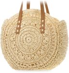 Velká pletená dámská kabelka košík na léto pláž - béžová - 4