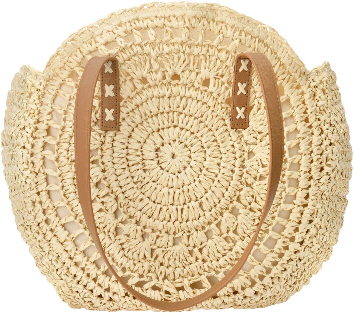 Velká pletená dámská kabelka košík na léto pláž - béžová