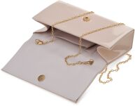Elegantní lakovaná dámská kabelka s řetízkem - růžová - 3