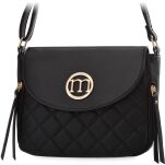 Monnari prošívaná kabelka přes rameno s klopou prostorná městská kabelka s logem a dlouhým popruhem - černá - 5