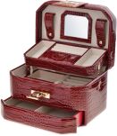 Velká elegantní šperkovnice etue na šperky Monnari kosmetická krabička organizér – burgundská - 2