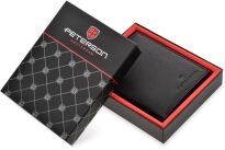 Pánská kožená peněženka Peterson velká vertikální na karty a mince RFID - černá - 3