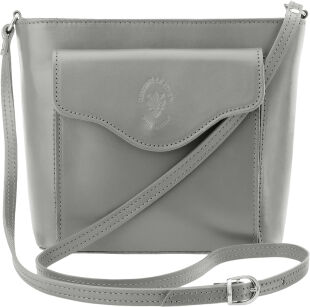 Dámská kožená crossbody kabelka italská 100% přírodní kůže – šedá