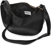 Velká ledvinka ve tvaru půlměsíce, elegantní kožená klasická crossbody kabelka - černá. - 3