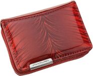 Lakovaná elegantní dámská kožená peněženka malá na zip – červená - 6