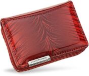 Lakovaná malá dámská elegantní peněženka na zip - červená - 2