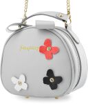 Oválná dámská kabelka listonoška s motýlky - šedá - 2