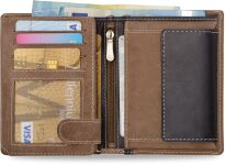 Dvoubarevná pánská peněženka z pravé kůže - béžová - 4