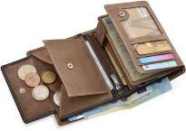 Dvoubarevná pánská peněženka z pravé kůže - béžová - 3