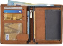Dvoubarevná pánská peněženka z přírodní kůže - rezavá - 3