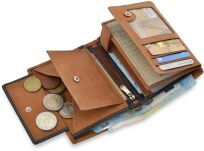 Dvoubarevná pánská peněženka z přírodní kůže - rezavá - 2