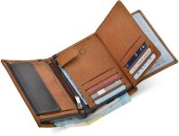 Dvoubarevná pánská peněženka z přírodní kůže - rezavá - 7