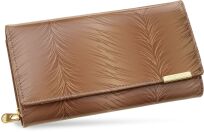 Elegantní lakovaná dámská peněženka velká kožená jennifer jones prostorná peněženka se vzorem - béžová - 2