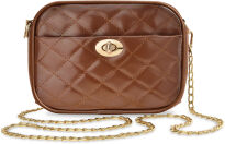 Prošívaná dámská crossbody kabelka na řetízku - hnědá - 6