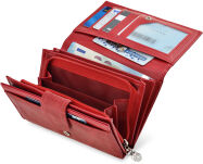 Dámská objemná peněženka z přírodní mramorově hladké kůže peněženka na mince jennifer jones na zip - červená - 3