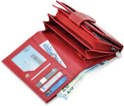 Dámská objemná peněženka z přírodní mramorově hladké kůže peněženka na mince jennifer jones na zip - červená - 4