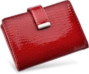 Elegantní pouzdro na karty vizitky lakovaná kůže - červená - 2