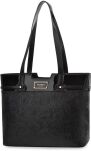 Monnari taška s ozdobou kabelka shopper velká pevná aktovka květiny - černá - 4