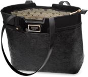 Monnari taška s ozdobou kabelka shopper velká pevná aktovka květiny - černá - 2