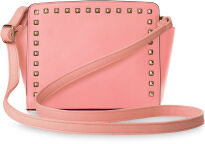 Psaníčko lichoběžník dámská kabelka cvočky - korálový - 2