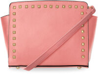 Psaníčko lichoběžník dámská kabelka cvočky - korálový - 3